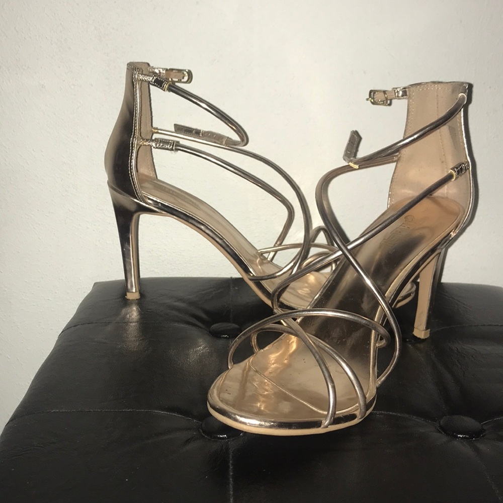 Rose gold strap heels